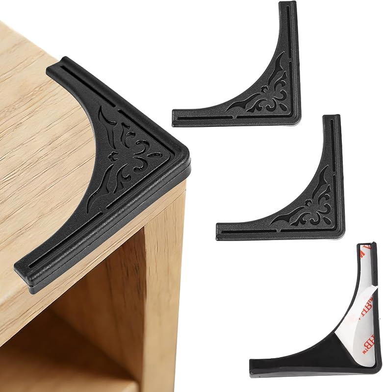 4 protectores de esquinas suaves de seguridad, protectores de esquinas de mesa, protectores de esquinas y bordes a prueba para muebles, estanterías, cajones (negro suave)