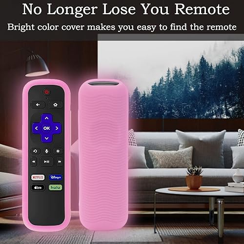 Miniatura 7 de Funda protectora de silicona para mando a distancia por voz Roku TV, Element Roku, funda para controlador de TV Westinghouse Roku, brilla en la