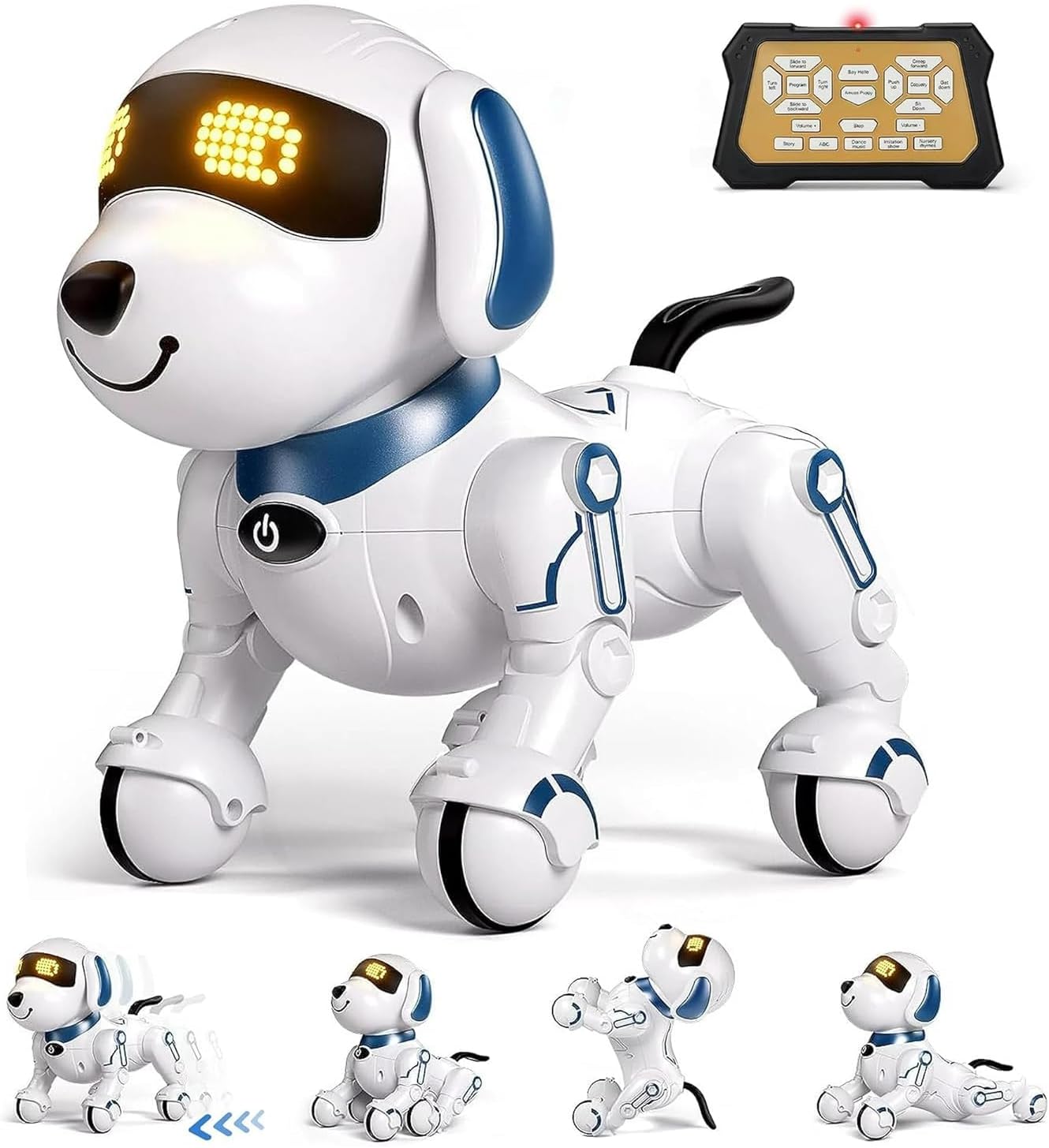 Remote Control Robot Dog Toy, Interactive RC Dog Robot Toys for Kids, Programmable Smart and Dancing Robot Toy, Imitates Animals Mini Pet Dog Robot with Sound and LED Eyes