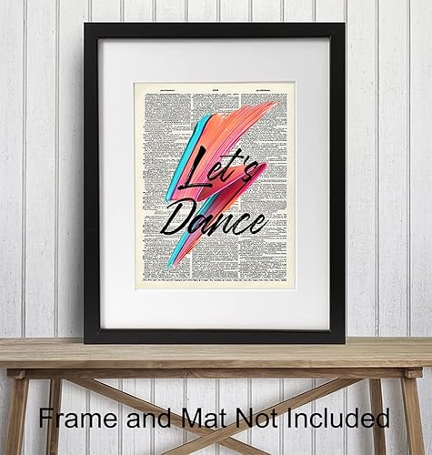 Miniatura 3 de Let's Dance Poster Print - 8x10 Dictionary Wall Art Decor, Home Decoration for Bedroom, Bathroom, Living Room - Cool Unique Gift for Women, Men, 80s