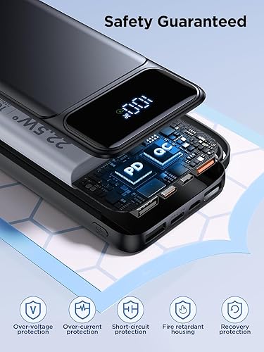 Miniatura 7 de Banco de energía, cargador portátil con cable integrado de 22.5 W, paquete de batería de carga rápida, 10000 mAh, delgado, 6 salidas, 3 entradas