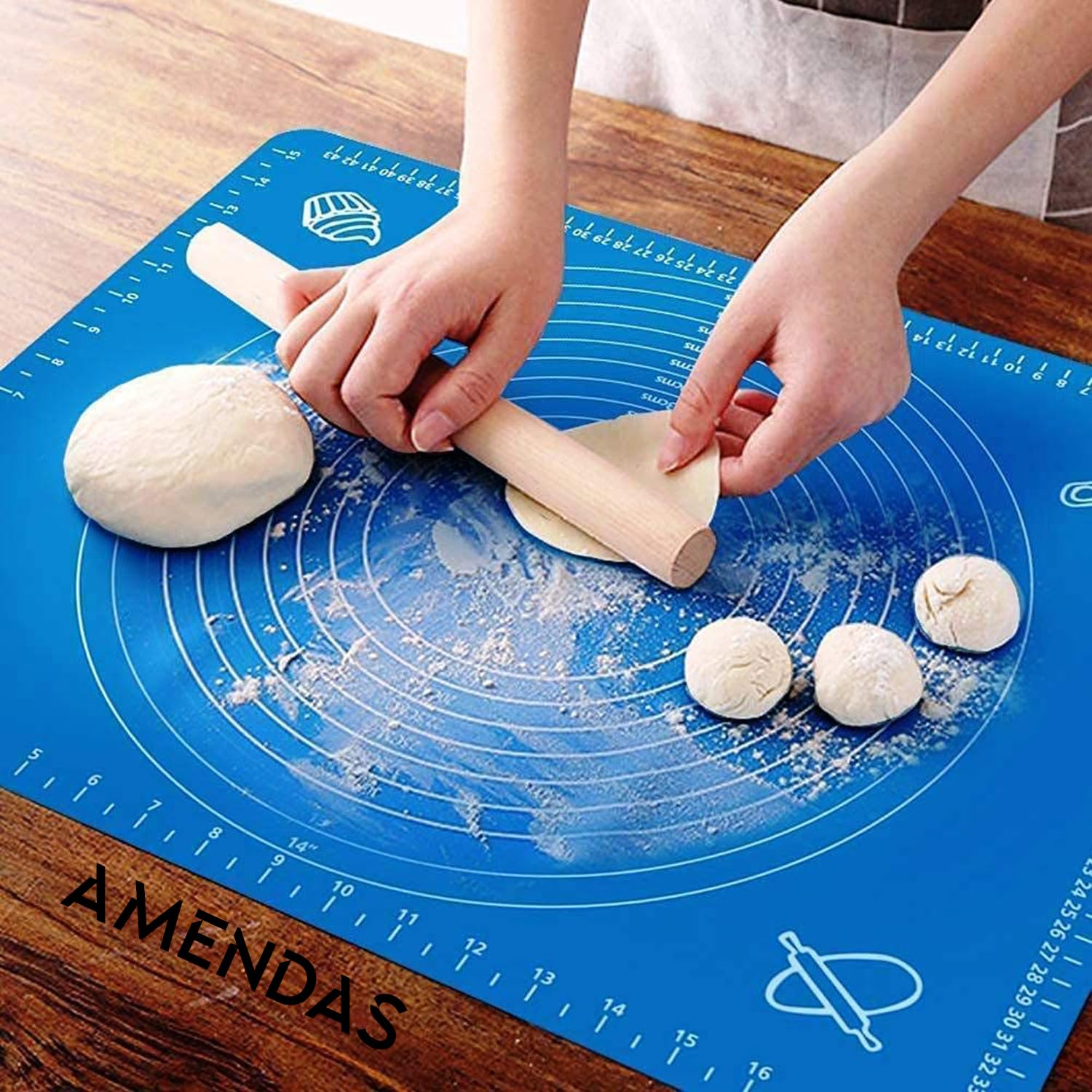 AMENDAS Silicone Mat for Chapati Rolling Board Baking Mat for Pastry Rolling with Measurements Baking Essentials Silicone Roti Mat for Kitchen Reusable BPA Free Multicolor with Spactula (50 * 40 CM)