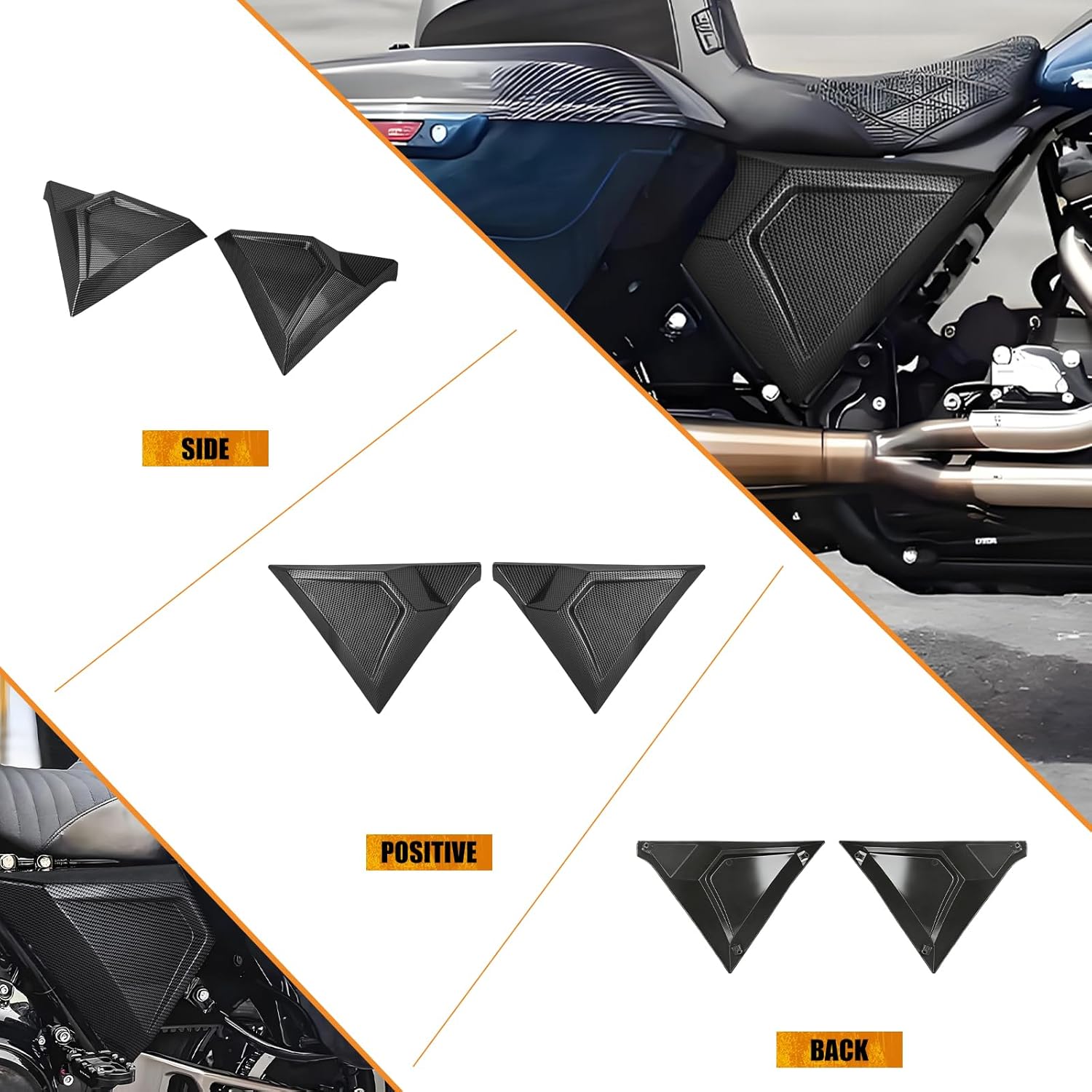 Battery Fairing Covers Side Panel Oil Tank Cover Fit For Harley Touring Road King Road Glide Stree Glide Electra Glide 2009–2025 Left Right Side Panel Gloss Black Carbon Fiber Look