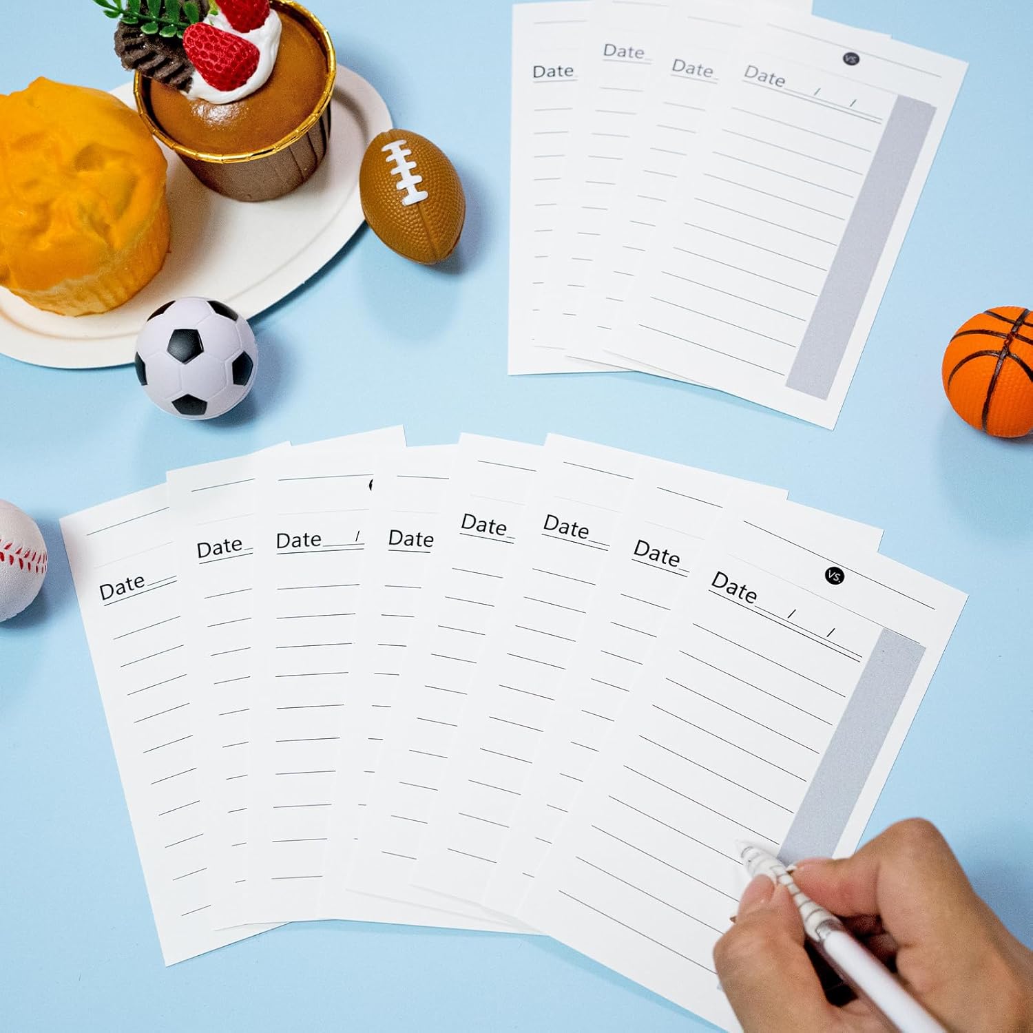 200 Packs 10 Line Football Sports Strip Cards, 200 No-Repeat Super Football Bowl Pool Card Baseball Boxing Soccer Volleyball Playing Scratch Off Cards for Sports Game Party Favor