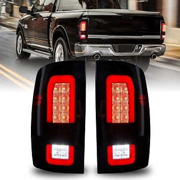 MAYELLO Smoked Black Full LED Tail Lights Tinted Rear Brake Lamps Upgrade for 2009-2018 Dodge Ram 1500 2500 3500, 2019-2024 Ram 1500 Classic, fit Factory Halogen Trims Only, No Bulbs Needed