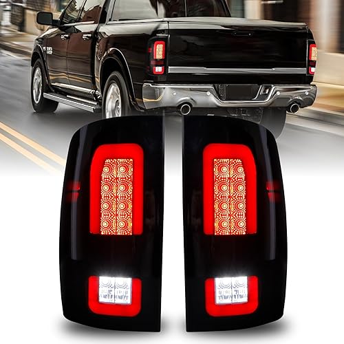 MAYELLO Smoked Black Full LED Tail Lights Tinted Rear Brake Lamps Upgrade for 2009-2018 Dodge Ram 1500 2500 3500, 2019-2024 Ram 1500 Classic, fit Factory Halogen Trims Only, No Bulbs Needed
