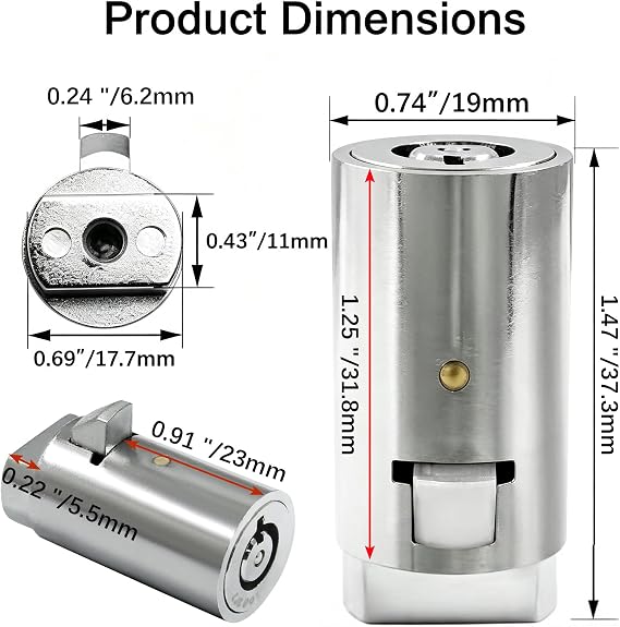 1 Pcs Vending Machine Lock and Key, Tubular Key Lock