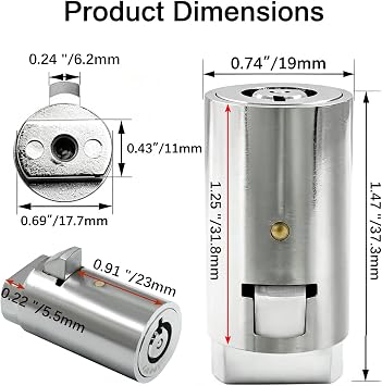 1 Pcs Vending Machine Lock and Key, Tubular Key Lock