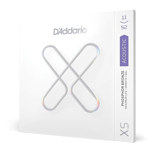 D'Addario Guitar Strings - XS Phosphor Bronze Coated Acoustic Guitar Strings - XSAPB1152 - Maximum Life with Smooth Feel & Exceptional Tone - For 6 String Guitars - 11-52 Custom Light