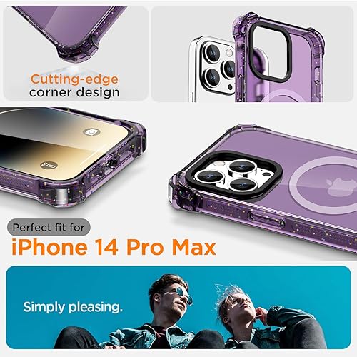 Miniatura 9 de AICase Funda Bounce compatible con iPhone 14 Pro Max, color morado transparente, compatible con MagSafe, impactos, a prueba de golpes, linda chica