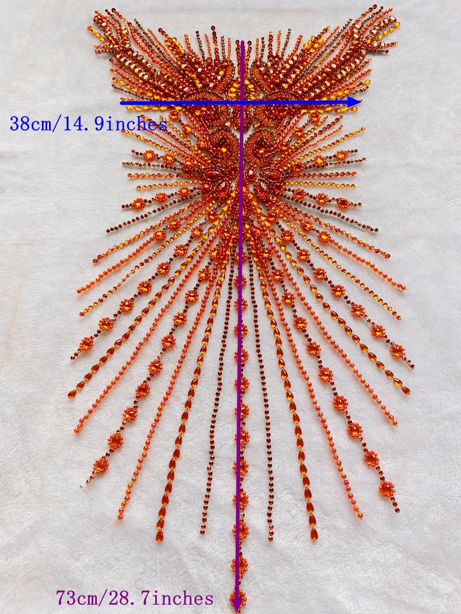 Crystal Applique Handmade Rhinestones Lace Applique Hand Stitched Beads Trim For... Bodice Applique