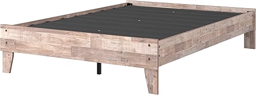 Miniatura 2 de Signature Design by Ashley - Cama con plataforma estilo bloque de carnicero Neilsville de tamaño matrimonial, madera beige natural