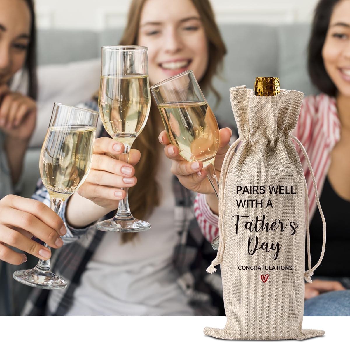 BQXS Funny Father's Day Dad Birthday Gift for Dad Father Daddy Papa Grandpa Grandfather Congratulations Gifts for Men Wine Lovers Pairs Well With A Fathers Day Wine Bag image 5