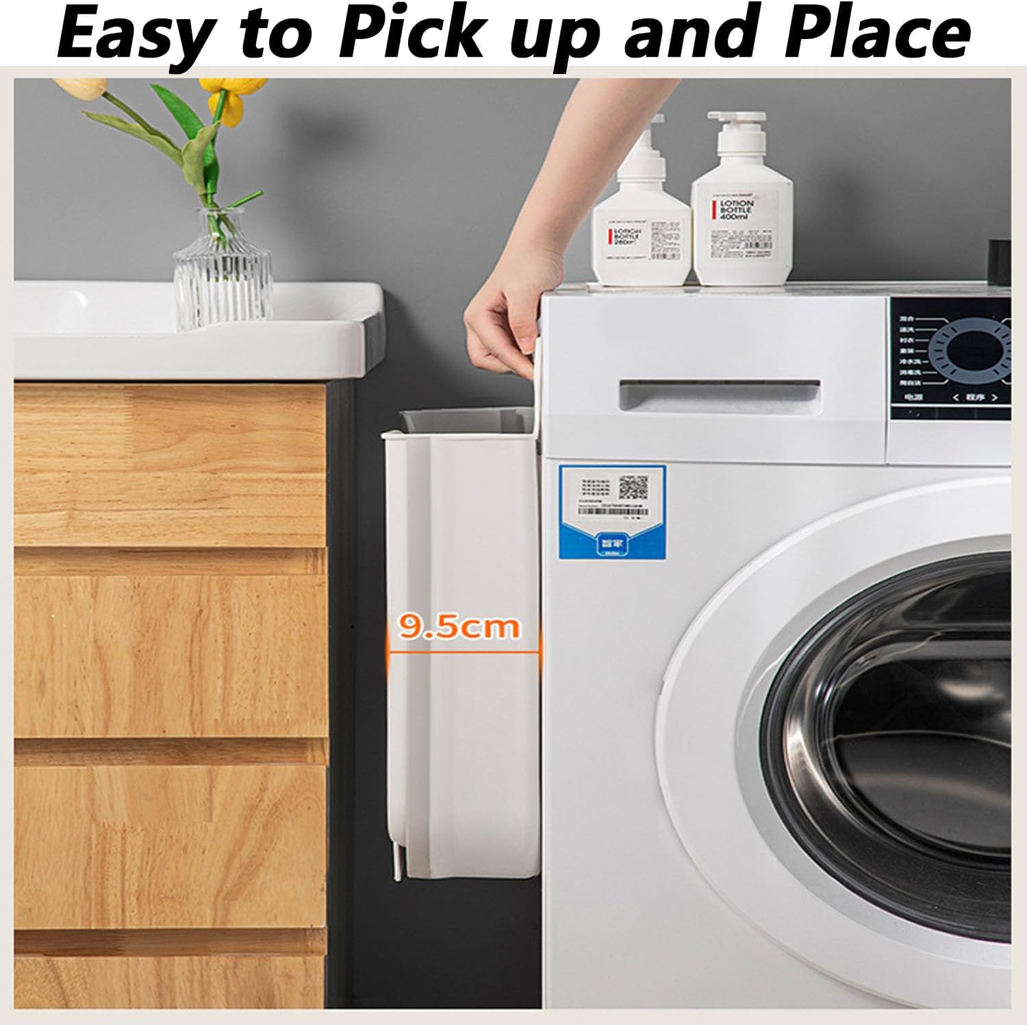 Foldable Hanging Laundry Baskets with Carry Handle Plastic Laundry Hamper Wall Adhesive Hanging Storage Basket Dirty Clothes Storage Bin Multi-function Storage Container Combo 2-piece Set