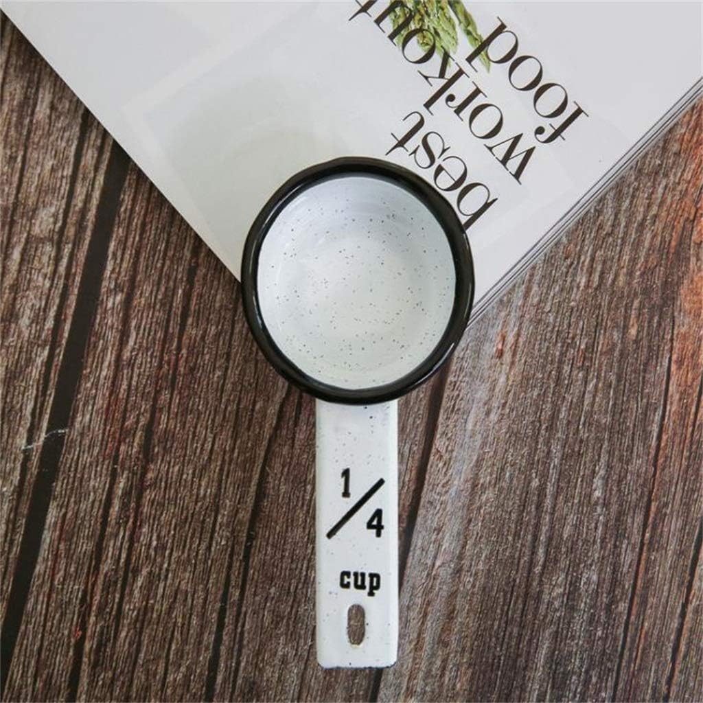 Measuring Spoon, Four-piece Set Enamel Kitchen Baking Flour Measuring Antiseptic Anti Rust Hangable