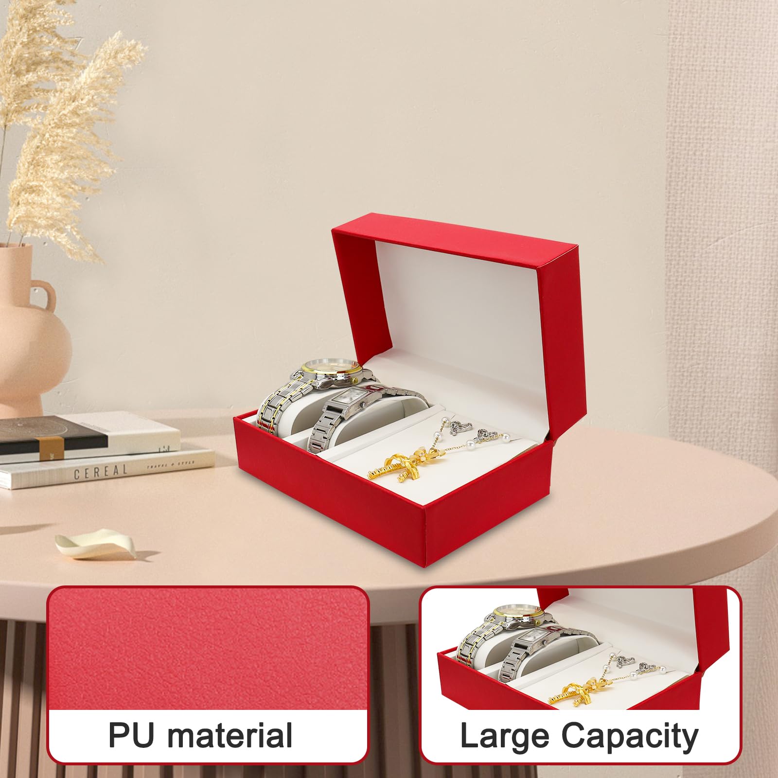 Présentoir Montres 12 Places TAWBURY Boîte à Montres TAWBURY 12 Compartiments - Cuir Vegan Marron Ou Noir - Présentoir Verre - Tiroir Accessoires - Rangement Luxe Présentoir Montres Cuir Vegan