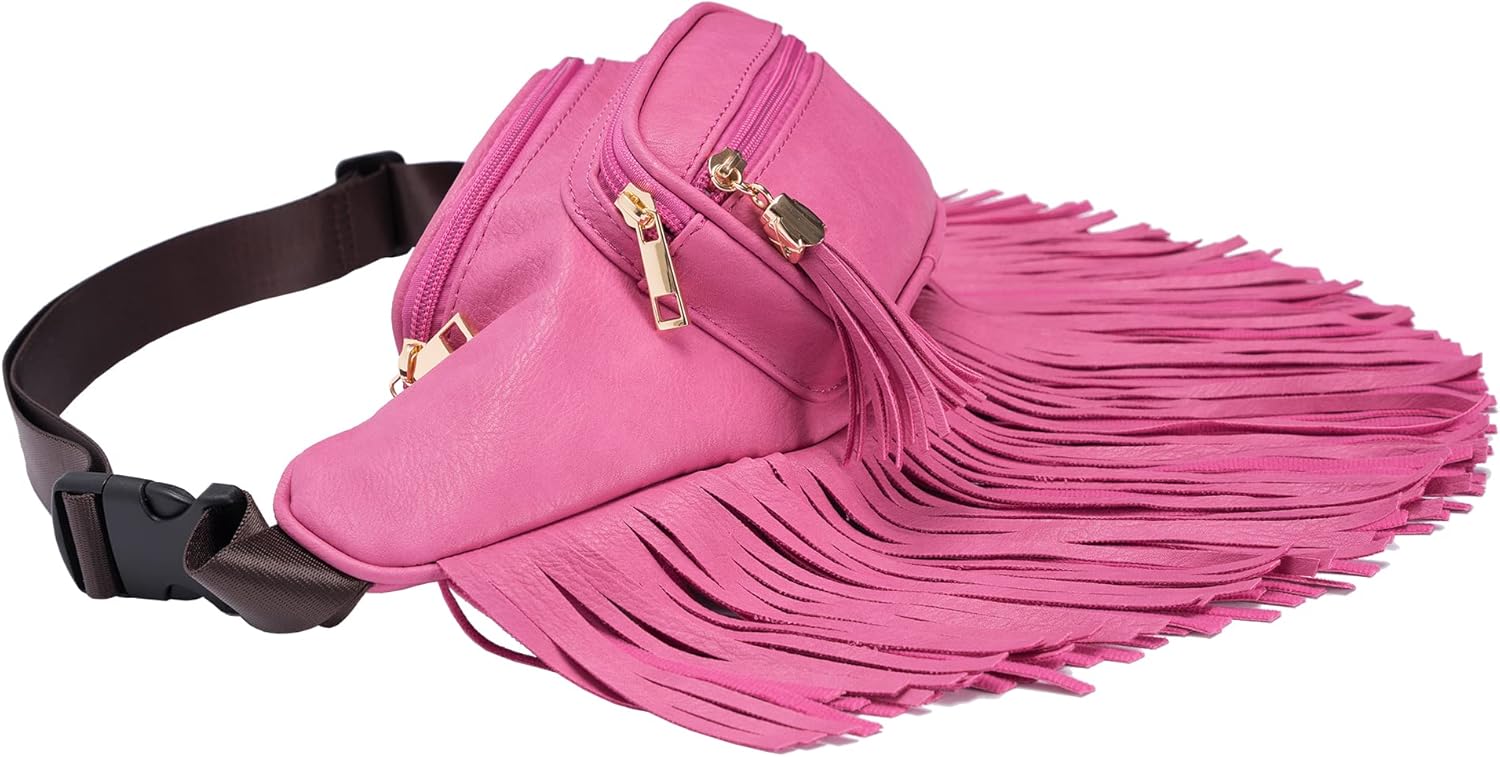 Solene Fringe Waist bag for women with Multi Zipper Pockets