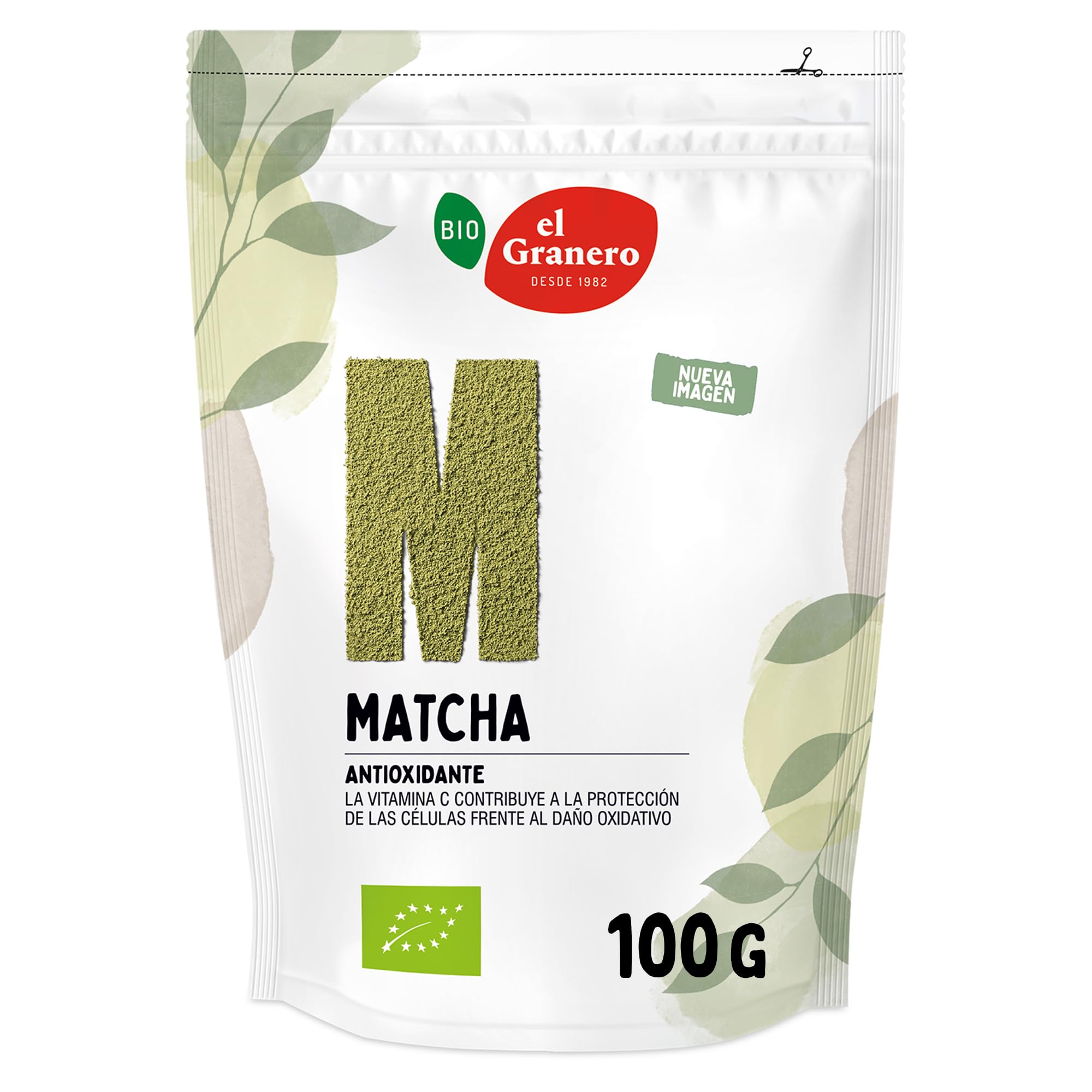 El Granero Integral - Matcha Ecológica - 100 g - Apto para Veganos - Regulador Hormonas - Fuente de Vitamina C y Magnesio - Propiedades Antioxidantes - Ideal para Preparar un Delicioso Té Matcha