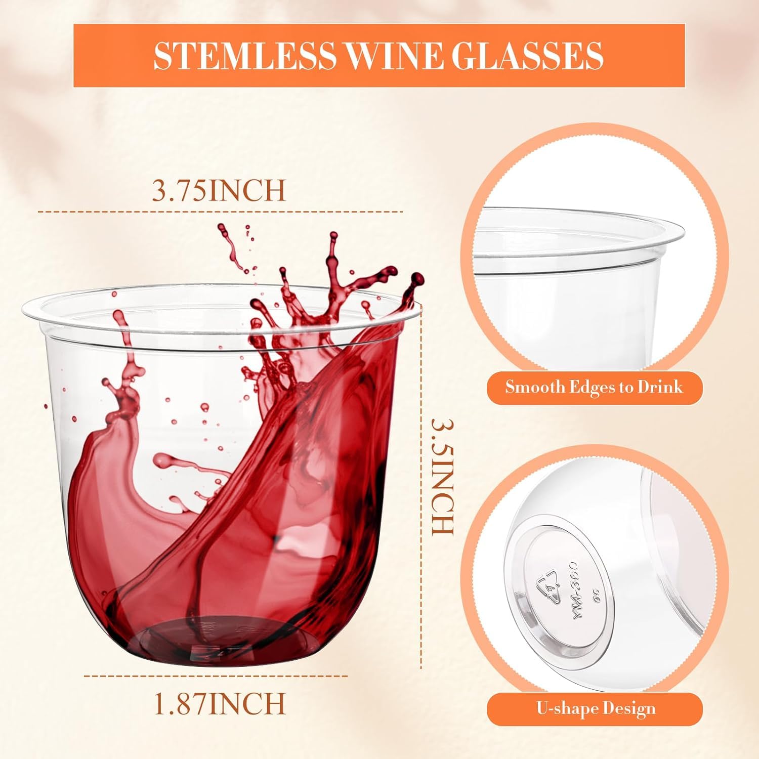 KesaPlan 100 Pcs 12oz Plastic Clear Cups, Disposable Wine Cocktail Glasses — Amazon image 3
