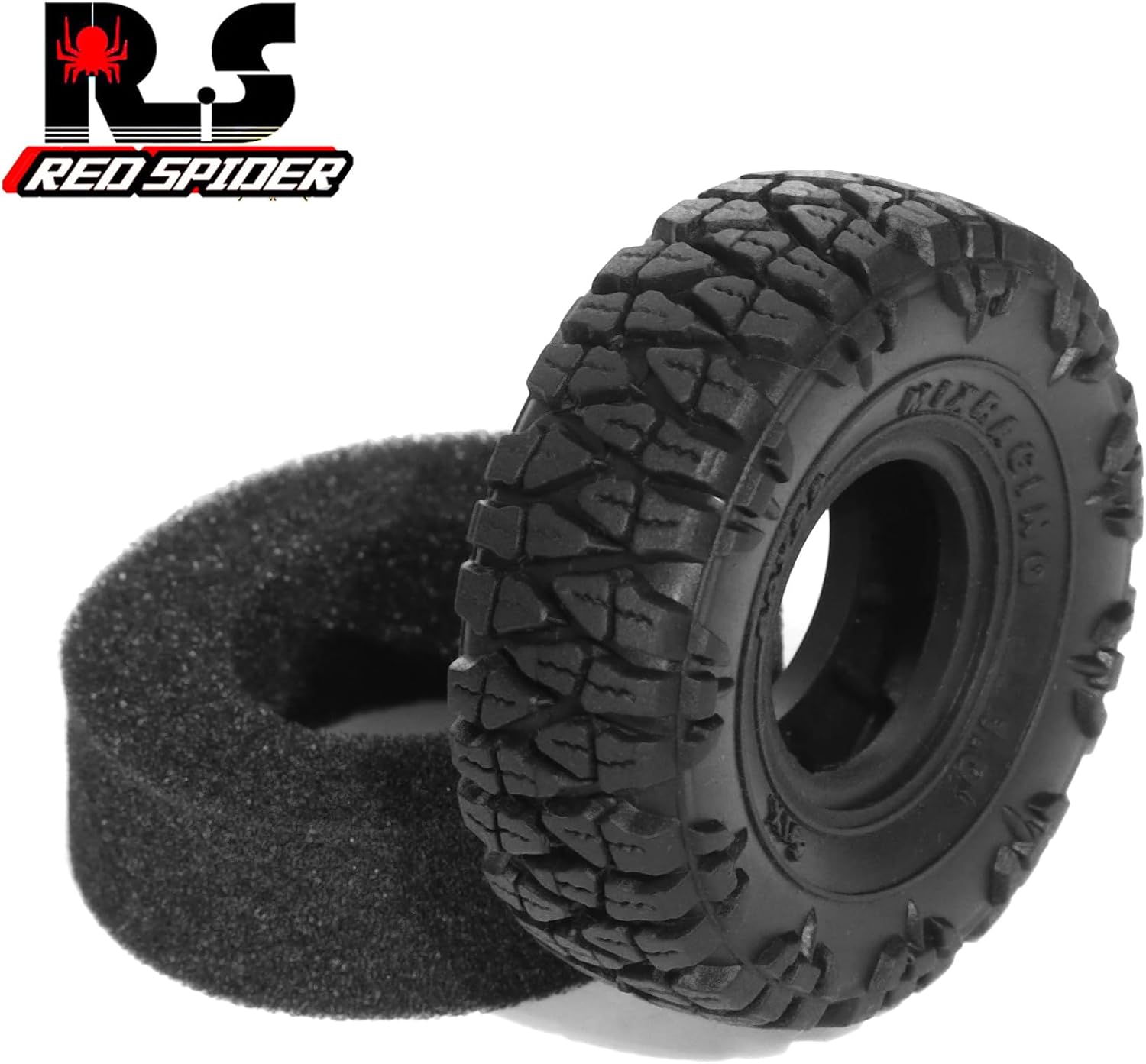 REDSPIDER 1.0 Crawler Tires (4pcs) 1.0'' Rubber Mud Tires OD：60 * 22mm With foam insert for 1/18 1/24 RC Crawler TRX4M Axial SCX24 FMS FCX18 FMS FCX24 (Tires)
