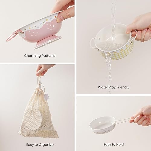 Miniatura 6 de ROBOTIME Juego de ollas y sartenes para niños, juego de 9 piezas de accesorios de cocina con utensilios de cocina de acero inoxidable, utensilios de