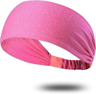 TFixol Diadema deportiva para el sudor, banda elástica alta, transpirable, para mujer, color rojo rosa