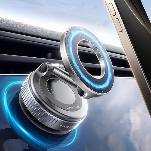 MRGLAS Soporte magnético de teléfono para tu automóvil, absorción ajustable de 360, soporte magnético Magsafe con ventosa de 98 libras, soporte de