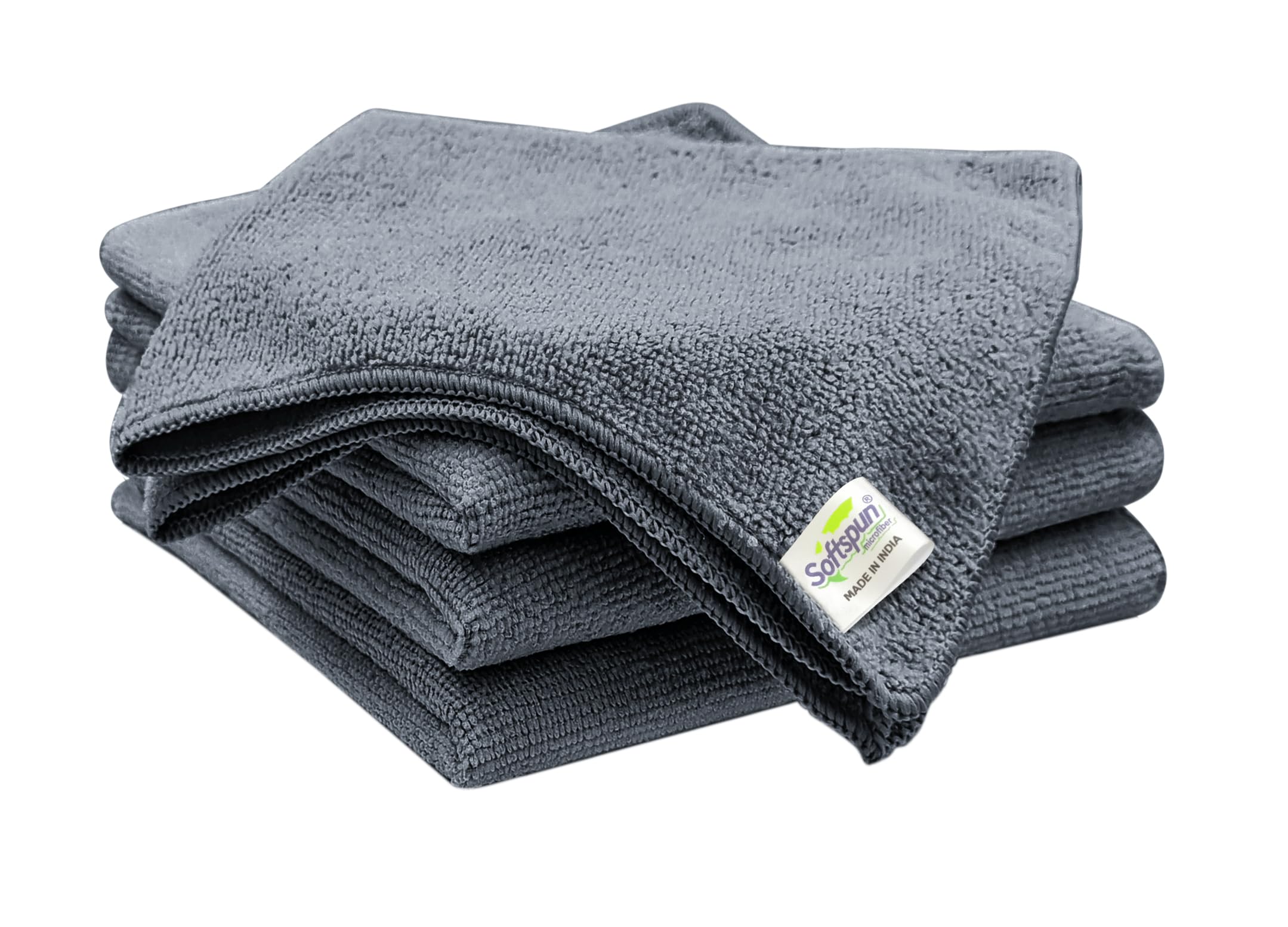 SOFTSPUN Microfiber Cleaning Cloths 4 pcs 30x40cms 220 GSM Grey! Highly Absorbent Lint and Streak Free Multi Purpose Wash Cloth for Bike & Car Stainless Steel Silverware.-image-15