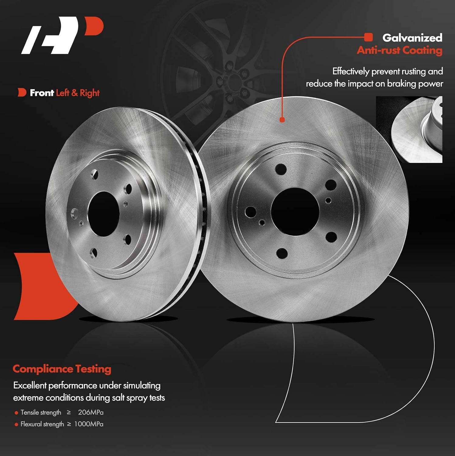 A-Premium 12.56 inch (319mm) Front Vented Disc Brake Rotors + Ceramic Pads Kit Compatible with Select Lexus Model - RX300 1999 2000 2001 3.0L, 6-PC Set