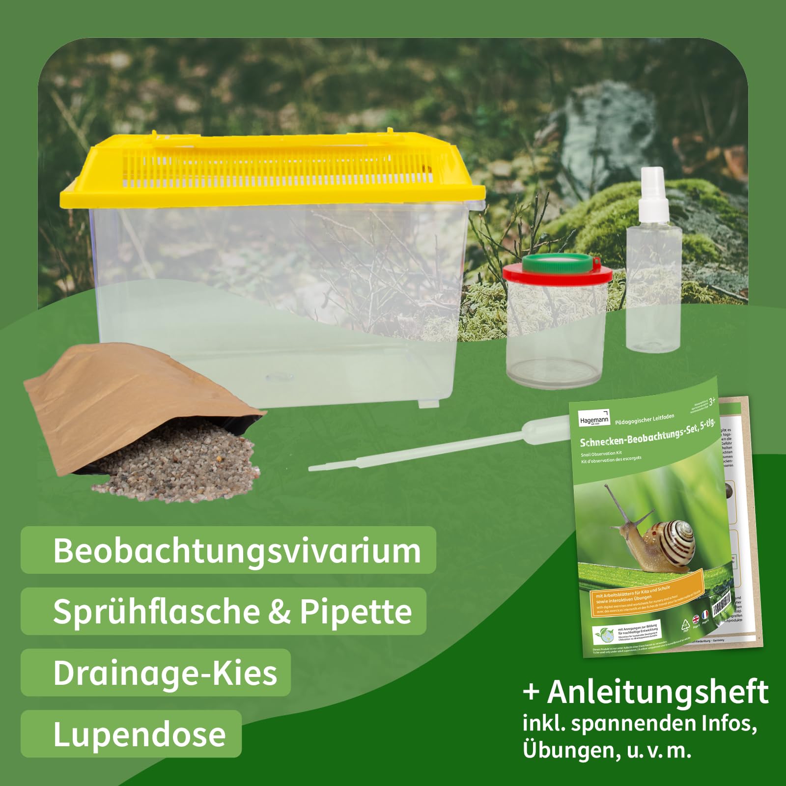 Kit d'observation des escargots, 5 pièces.