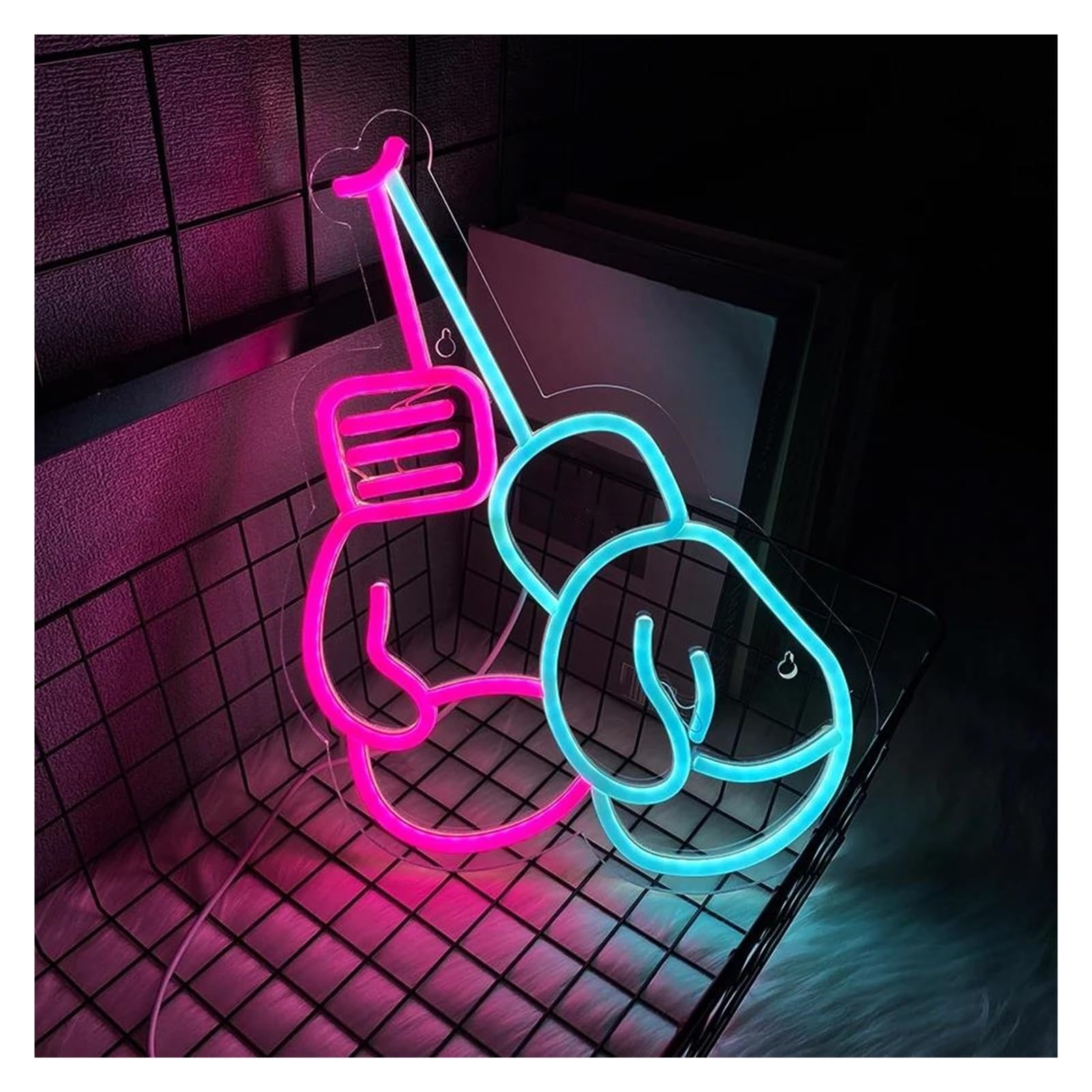 LEMST Sign Lamp Boxing Gloves Neon Sign Light for Bedroom Boxing Club Gym Man Cave Personality Decor Dimmable USB Powered Lamp 28.5cmx35cm