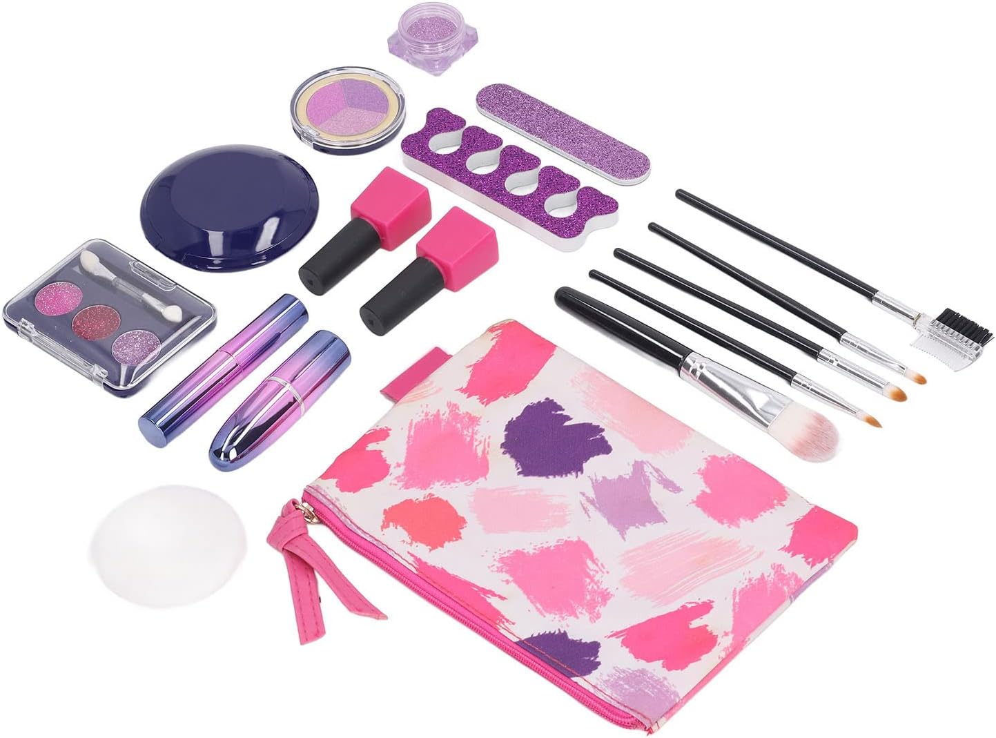 Alomejor Kids Make Up Set, Fashion Portable Makeup Kit with Cute Bag and Real Brushes, Washable Safe for Girls Children Over 8 Years