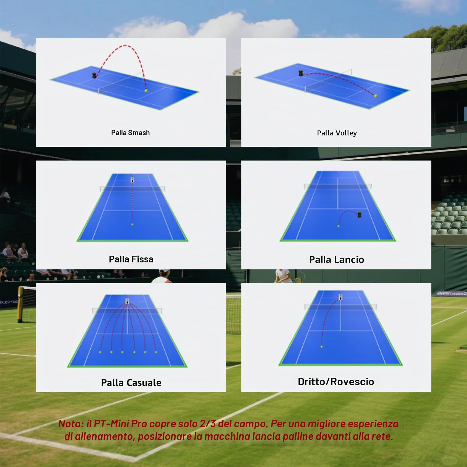 PUSUN Macchina portatile per palline da tennis, PT-Mini Pro, per pratica e allenamento, supporta app e telecomando; contiene 65 palline in una volta, facile da usare