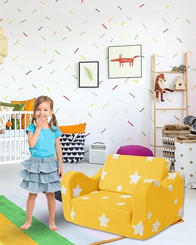 Miniatura 7 de Sofá para niños pequeños, sofá plegable 2 en 1, sofá convertible para niños, tumbona para niñas y niños, ideal para leer y dormir, decoración de