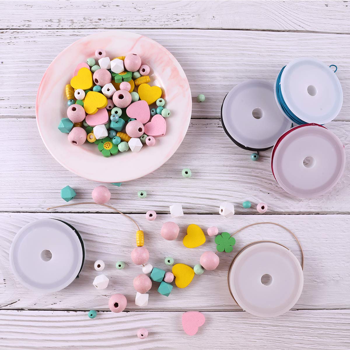 Zealor Lot De 2 Rouleaux De Cordon élastique Robuste Pour La Fabrication De Bracelets, Bijoux, Colliers, Perles, Blanc - 181,4 M