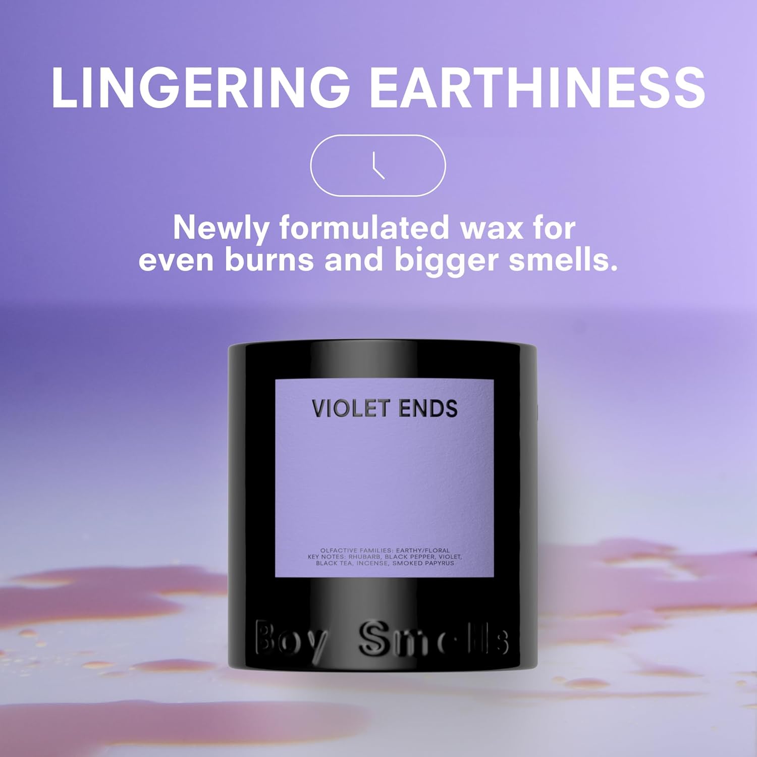 Boy Smells Violet Ends Candle - 8.5 oz - Aromatic Candle for Home with Rhubarb, Violet and Smoked Papyrus - Up to 50-Hour Burn - Cotton Wick - Image 3