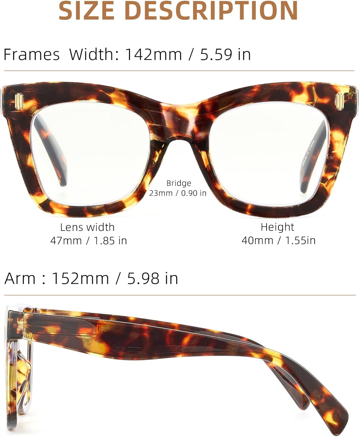 JM 4 Pack Oversized Reading Glasses for Women, Cat Eye Trendy Oprah Style Blue Light Blocking Computer Readers for Women - Image 5