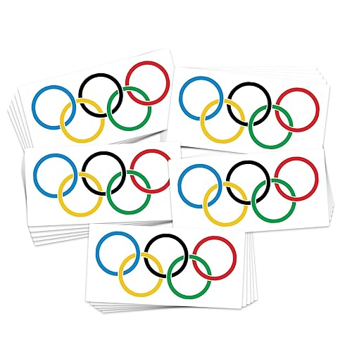 Miniatura 1 de FashionTats Tatuajes temporales de anillos olímpicos  Paquete de 25  Seguro para la piel  Fabricado en los Estados Unidos  Desmontable