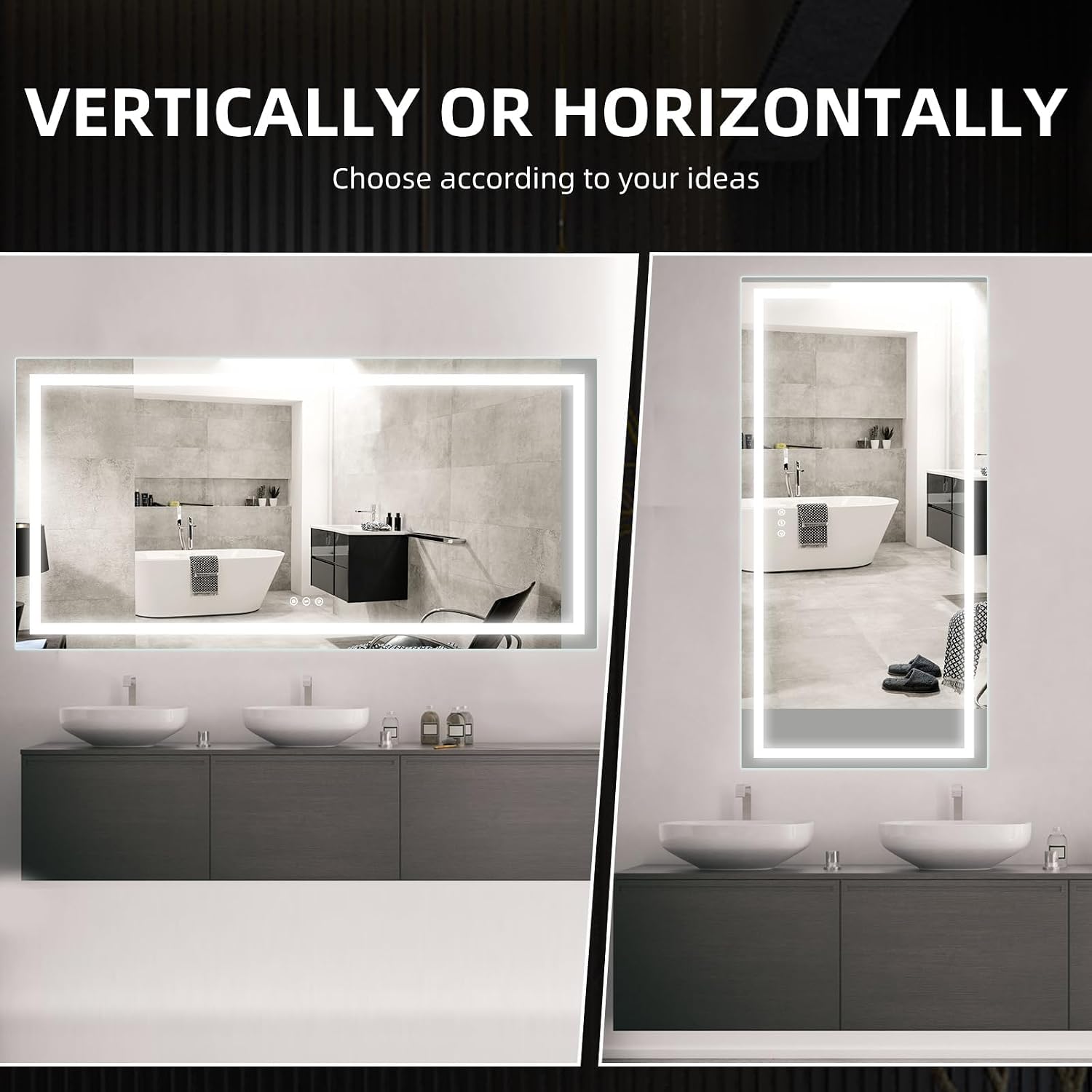 72x36 in Lighted Bathroom Mirror, Large Led Mirror with 3 Color Lights, Dimmable Anti-Fog Bathroom Mirror, Modern Smart Wall Mounted Restroom Makeup Mirror (3 Colors, 72 * 36 inch)