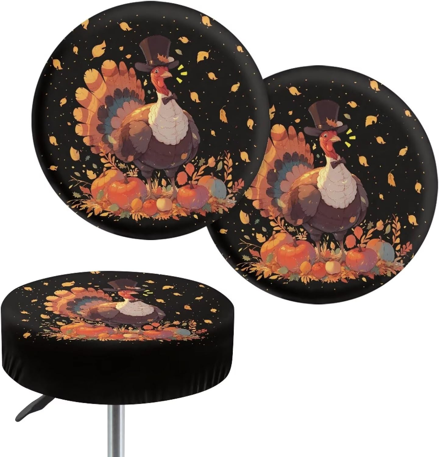 Stool Covers Round with Elastic Band 2-Pack Stretchy Dust-Proof Slipcovers for 13-15 Inch Chairs for Indoor and Outdoor Wrinkle-Resistant Slipcovers Daisy Butterfly