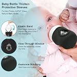 Beautyflier 4oz Glass Baby Bottle Sleeve Covers, Reusable Insulator, Heat/Cold Retention Moisture Neoprene Holder for 4 oz Philips AVENT Glass Natural Baby Bottle (Black, 2PCS)