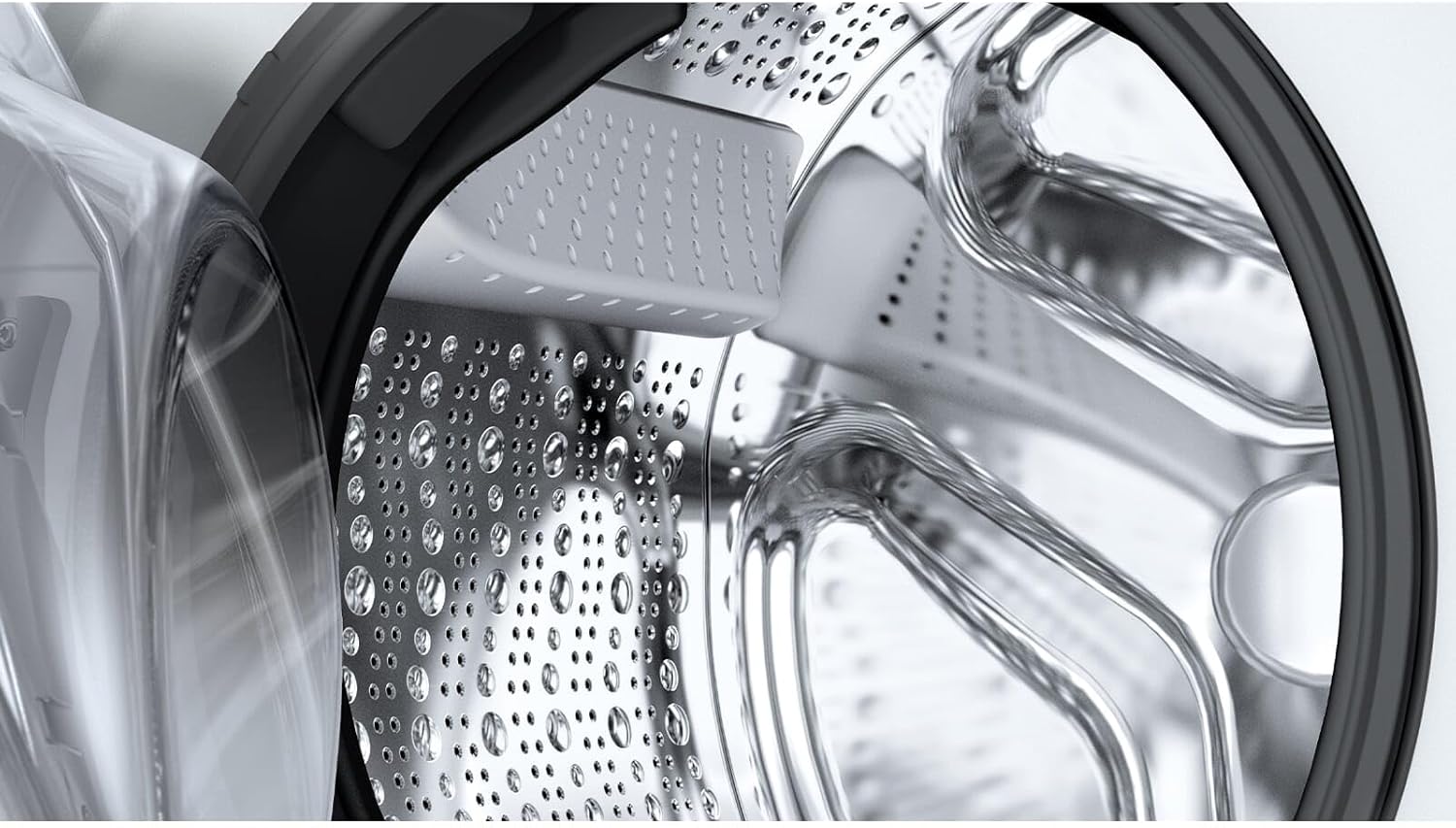 Close-up of the VarioDrum inside the Bosch washing machine, showing its textured surface.