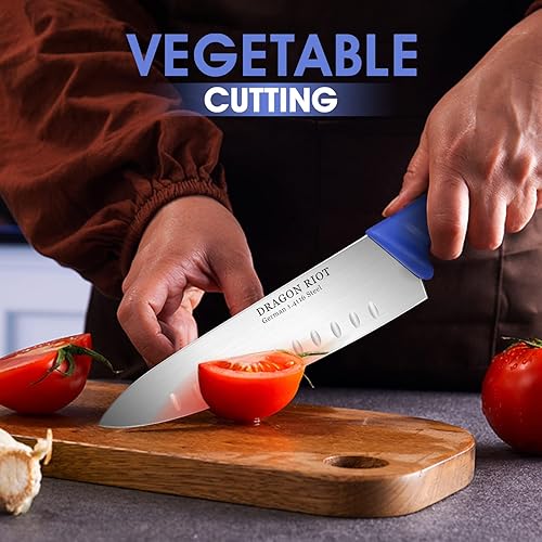 Miniatura 5 de DRAGON RIOT Cuchillo de chef prémium de 8 pulgadas cuchillos de cocina afilados alemanes de acero inoxidable con mango de fibra ergonómico