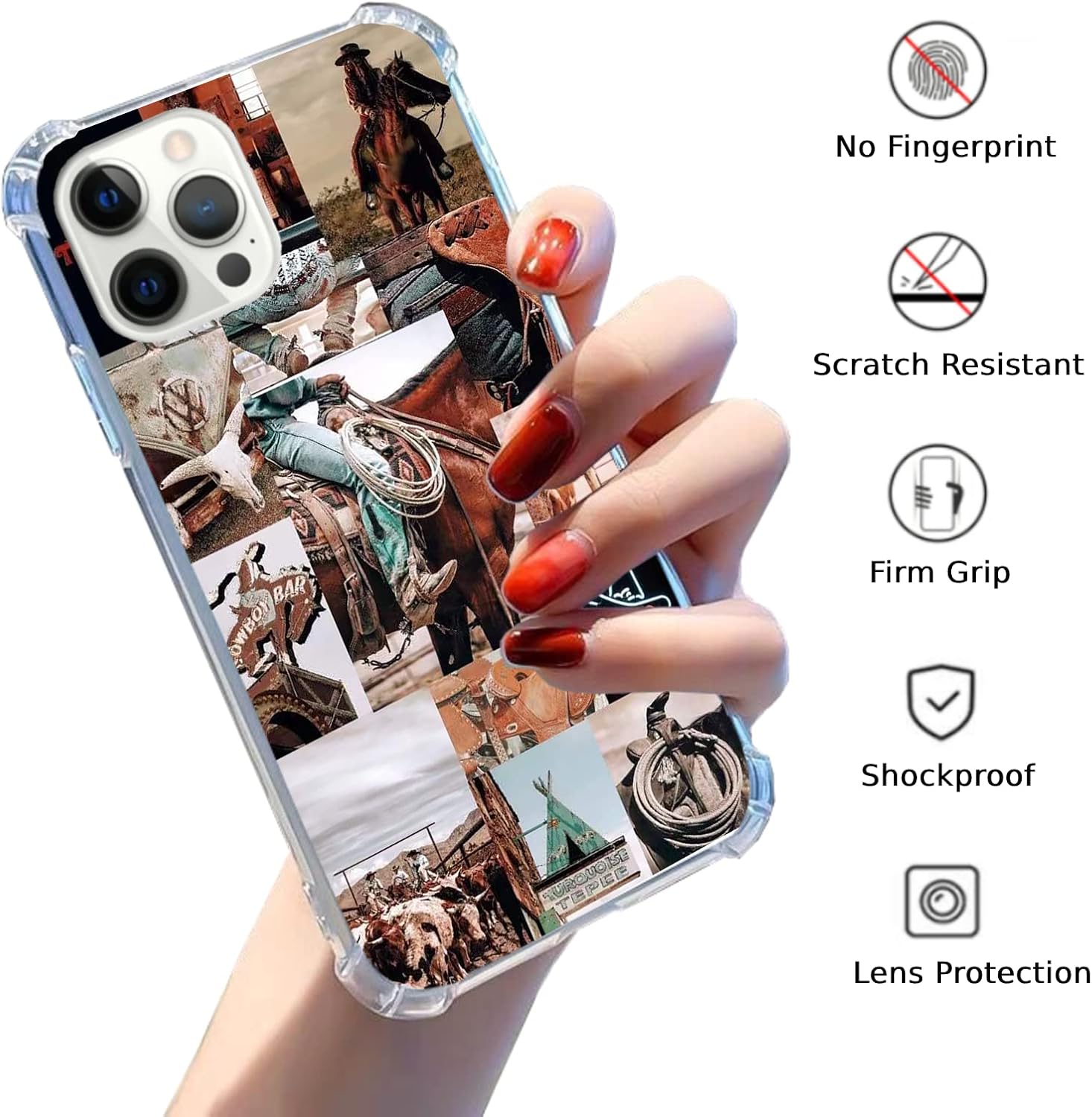 Cowboy Cowgirl Riding Horse Case Compatible with iPhone 14 Pro Max, Hippie Aesthetic Wild West Scenery Case for iPhone 14 Pro Max, Trendy Cool TPU Bumper Phone Case Cover image 2