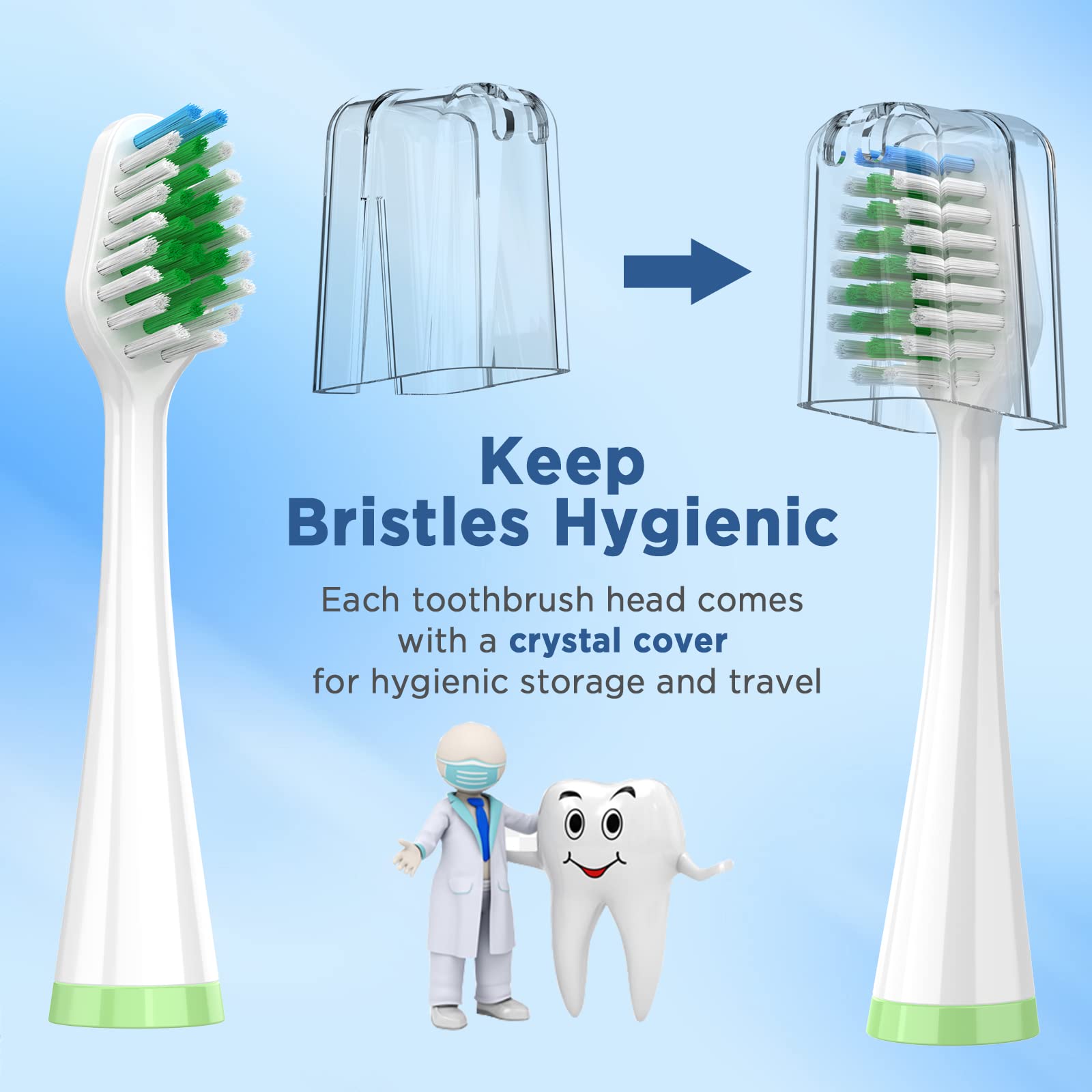 Ersatz-Zahnbürstenköpfe für Waterpik Complete Care 5.0/9.0, 10 Stück | Erinnerungsborsten, abgerundete Borsten, Plaque entfernen