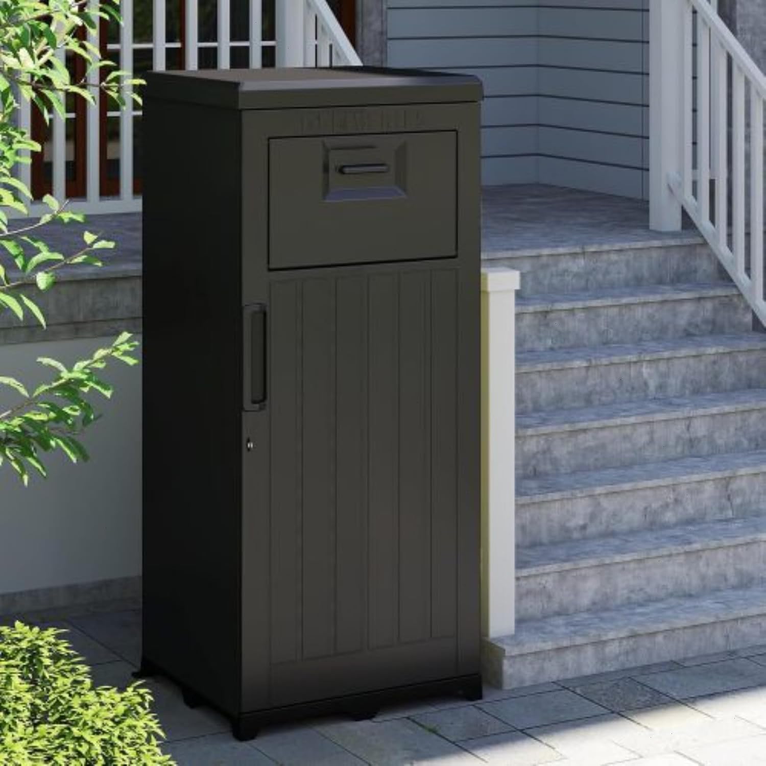 Package Delivery Box for Outside, Large Parcel Drop Box with Top Drop Chute for Packages, Anti-Theft Lockable Package Mailbox with Drop Slot for Mails & Home Porch, 49'' x 21''x 21'