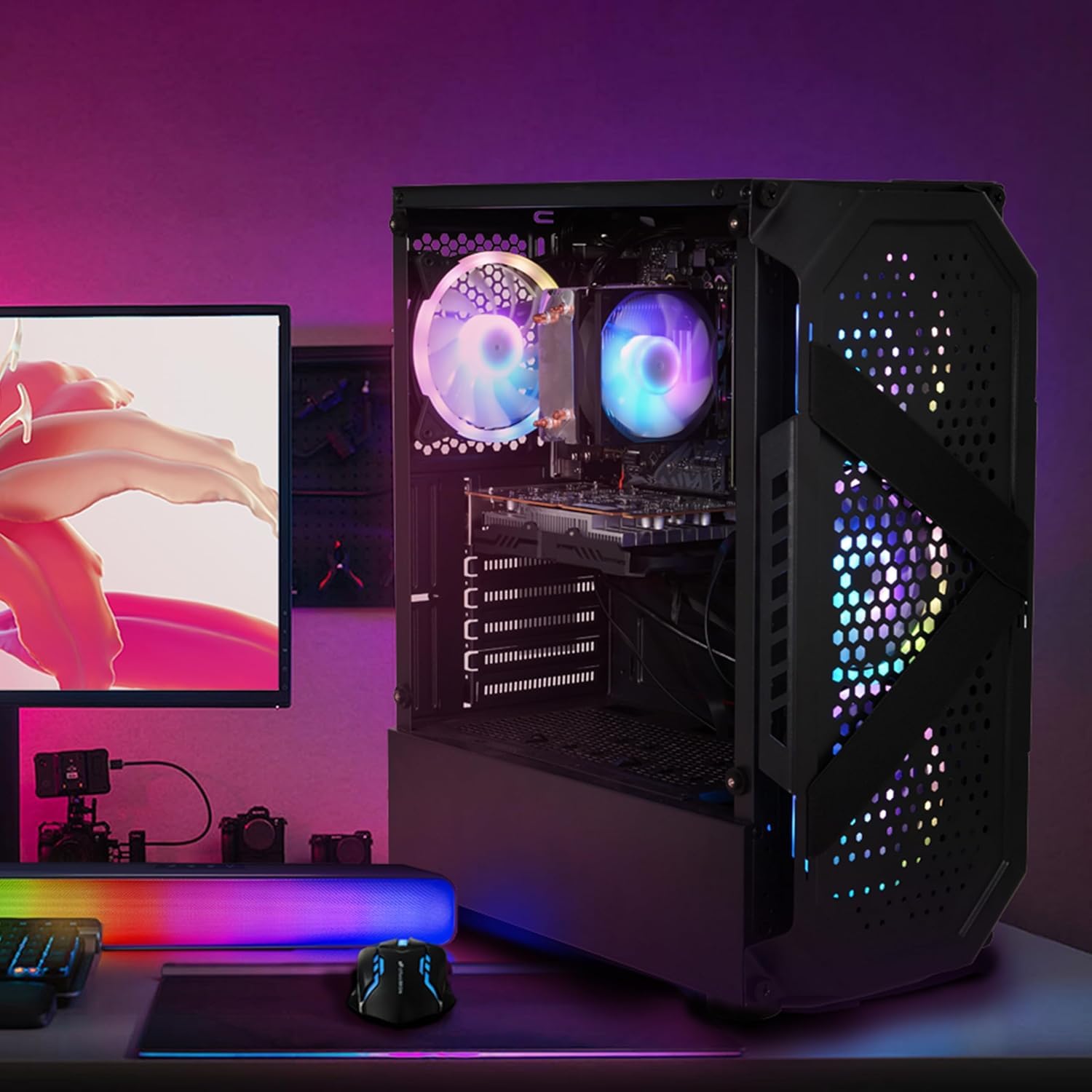 STGAubron Gaming PC Desktop Computer, Intel Core i7 up to 3.9G, GeForce RTX 3060 12G, 32GB RAM, 1TB SSD, WiFi, BT 5.0, RGB Fan x6, Windows 11 Home