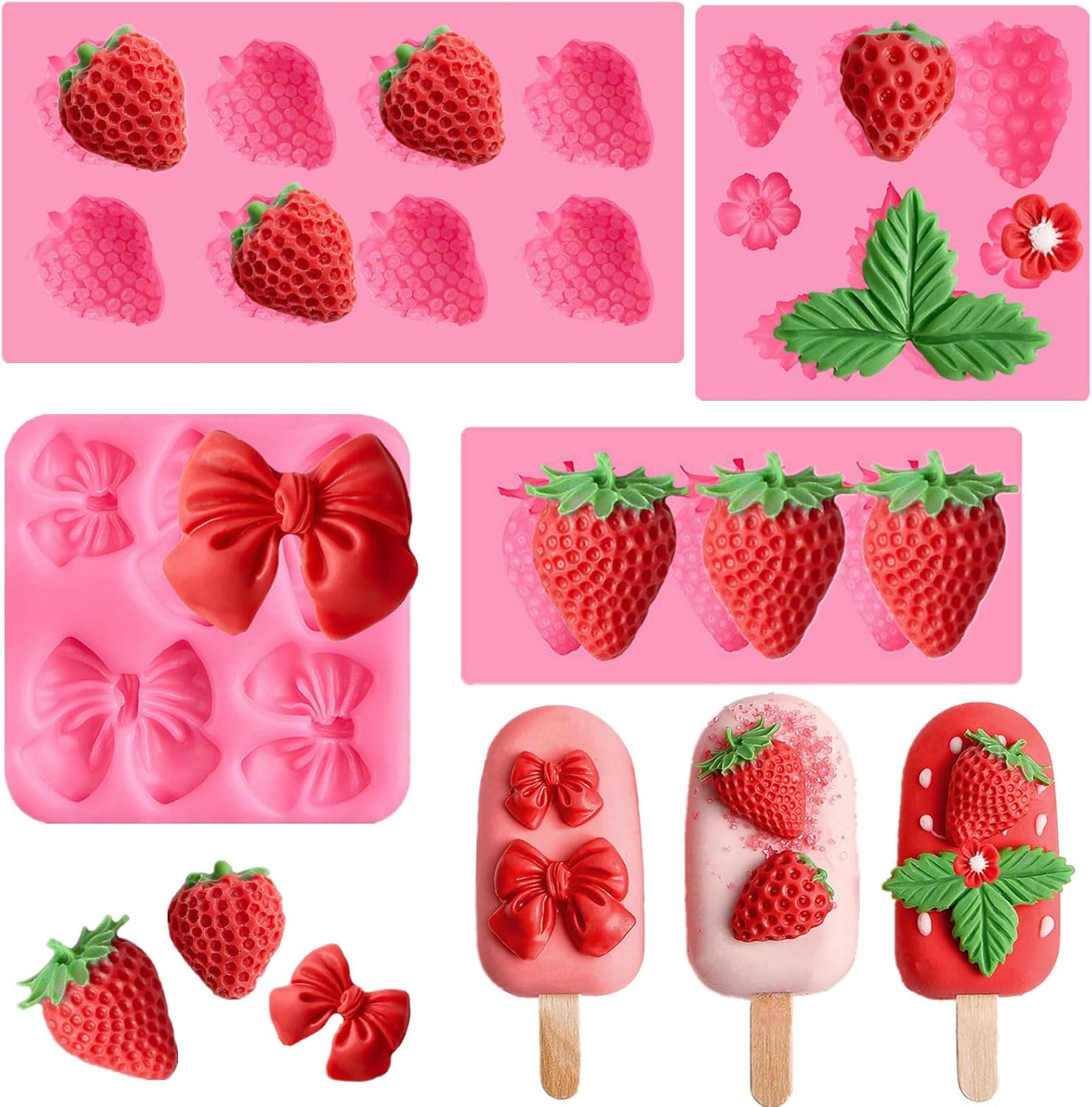 JOERSH 4PCS Strawberry Fondant...