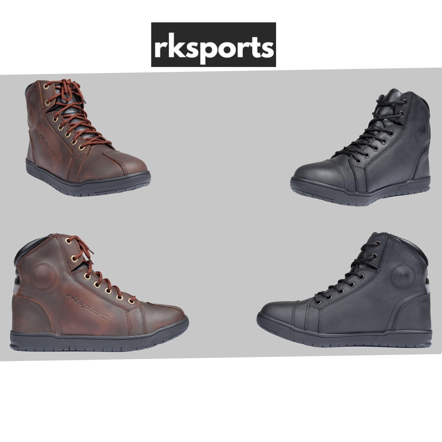 1002 Motorradstiefel aus Leder, Schwarz / Braun