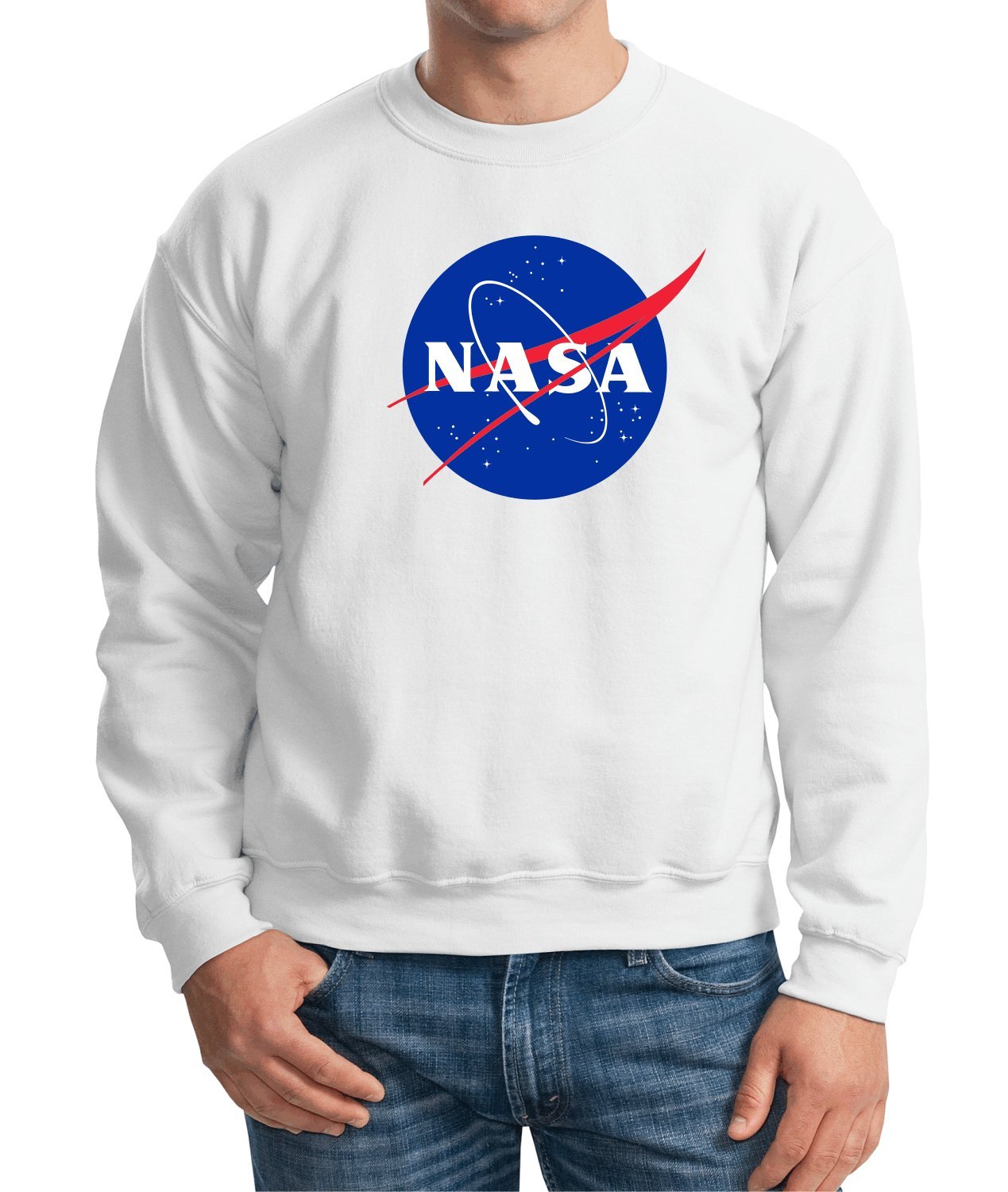 PateelNASA Meatball Logo Sweatshirt Space Shuttle Rocket Science Geek (X-Large, White)